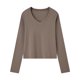 thumbnail image 2 of Camisas holgadas,Blusa de manga larga con cuello en V para mujer, camisa informal holgada, mezcla de poliéster y elastano, para uso diario, sopatenor, 2 of 7