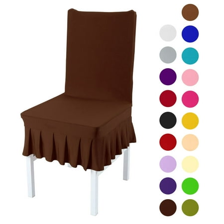 - Stretchy Spandex Ruffled Skirt Short Dining Room Chair Covers Washable Removable Seats Protector Slipcovers