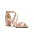 thumbnail image 1 of BLISSFUL STEP Edition Women's Open Toe Cross Strap Mid Block Heel Sandals Dust Pink 5, 1 of 7