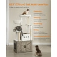 thumbnail image 2 of Cat Tree, 66.9-Inch Cat Tower with Litter Box Enclosure, Large Cat Condo with Scratching Posts, Food Station, Hammock, Washable Cushions, Heather Greige, 2 of 5