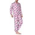 thumbnail image 2 of Fotbe Cherry Strawberry Pijama de Hombre con Estampado de Manga Larga, Conjunto de 2 Piezas, Ropa de Dormir Suave y Cómoda con Bolsillos-Small, 2 of 7
