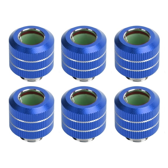 Dracaena 6 pack G1/4” thread to OD 14mm Hard tube compression fitting, anti-off adapter for Computer water cooling system, Blue