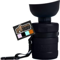 GORILLA GRIP Dog Water Bottle, 12 oz Pet Travel Squeeze Bottle, Food Grade Silicone, Black