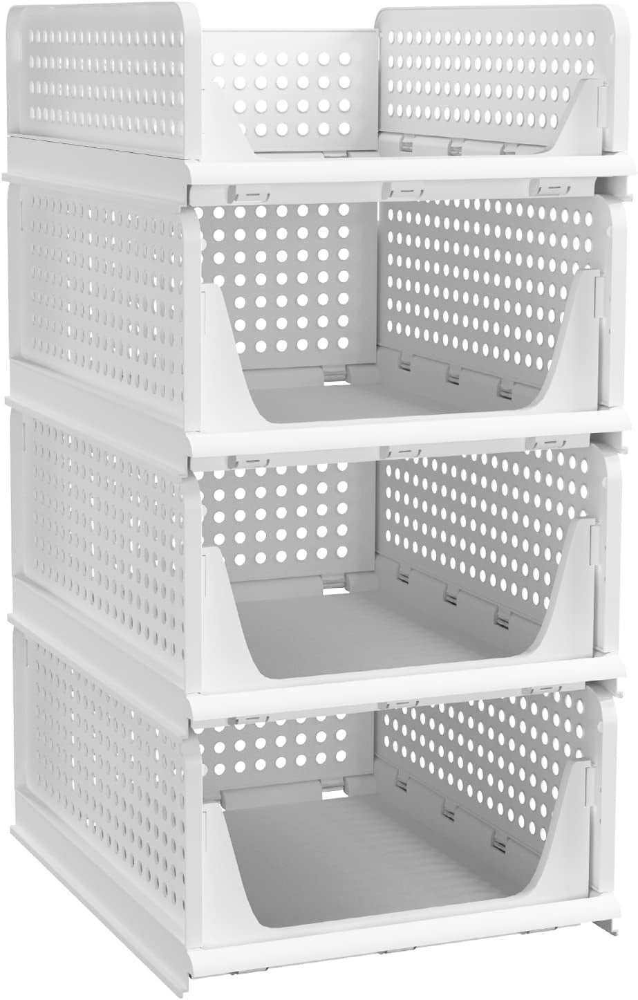 Dropship 4 Packs Plastic Storage Box Closet Organizer Foldable Storage Bin  Stackable Drawer With Slide Rail Push-Pull Storage Basket For Living Room  Bedroom Wardrobe White to Sell Online at a Lower Price