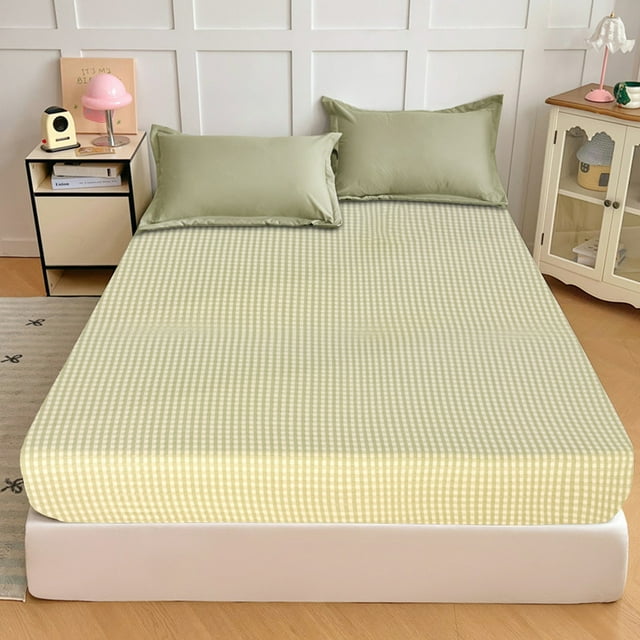 COM1950s Queen Size Fitted Sheet, Soft Washable Bed Cover with Solid Color Design, Easy Care Colorfast Fabric for Comfortable Sleep, Perfect Fit Mattress Protector