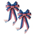 thumbnail image 2 of 2pcs Large Patriotic 4th of July Fabric Decor Bow, Red White Blue Star & Stripe Wreath Bow, Indoor Outdoor Front Door Tree Topper Ornament for Independence Day, Memorial Day and Veteran’s Day, 2 of 7