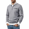 thumbnail image 3 of Jessboyy Mens Sweatshirts no Hood Long Sleeve Quarter Zip Pullover Work Casual Golf Waffle Knit Pullover Shirts Collared Sweatshirt Fall Winter Gray,L, 3 of 6