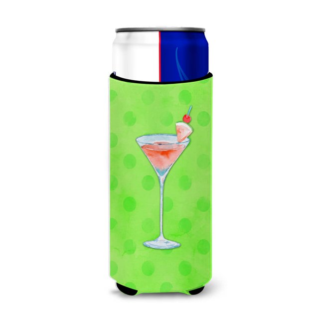 ""Caroline'S Treasures Summer Martini Green Polkadot Aislante Para Bebidas Hugger Slim Multicolor""