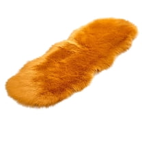 Faux Fur Sheepskin Area Rugs 23.5x35.5inch Soft Plush Gold Yellow Fluffy Carpet for Bedroom Bedside Living Room Floor Rug Shaggy Mats