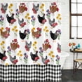 thumbnail image 2 of Farmhouse Rooster Shower Curtain, Waterproof Shower Curtains for Bathroom, Country Watercolor Flowers Black Plaid Washable Fabric Bathtub Curtain Set Bath Decor with 12 Hooks Extra Long 72"x96", 2 of 8