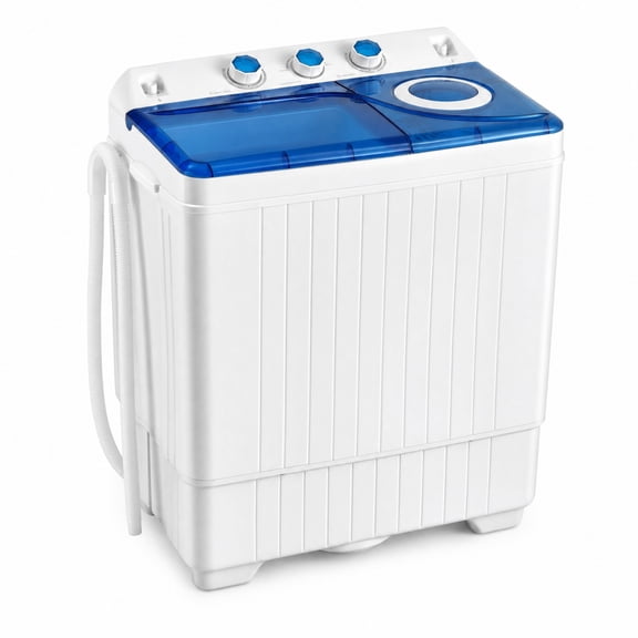 Costway 26 lbs Portable Semi-automatic Twin Tub Washing Machine with Drain Pump Blue
