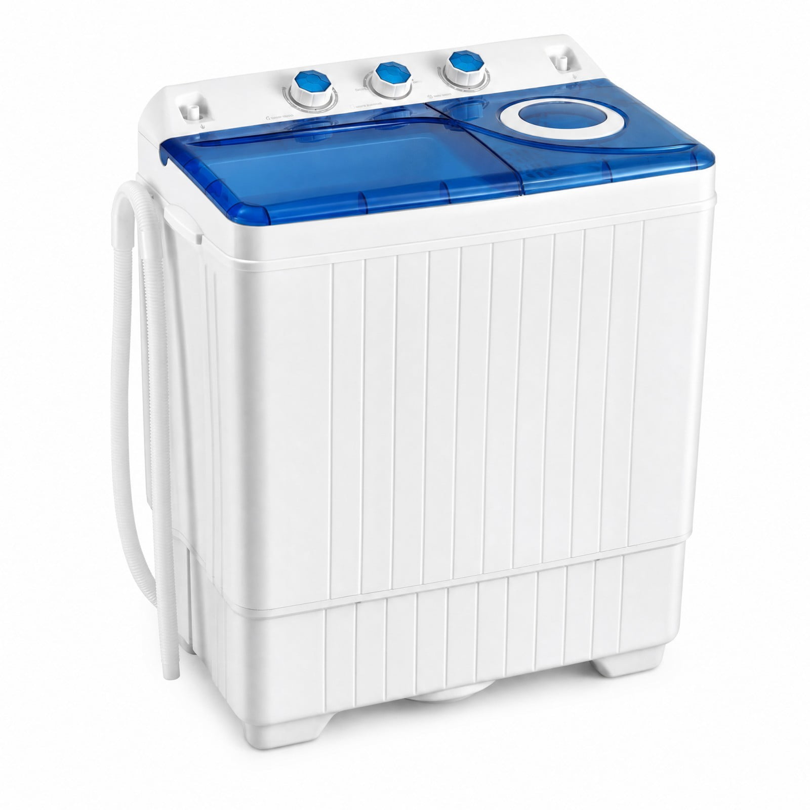 Costway 26 lbs Portable Semi-automatic Twin Tub Washing Machine with Drain Pump Blue