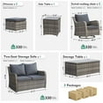 thumbnail image 5 of MEISSALIVVE 7-Piece Outdoor Wicker Patio Furniture Set, Rattan Sofa with Loveseat, 2 Swivel Rocker Chairs, 2 Ottomans & Coffee Table, Gray, 5 of 9