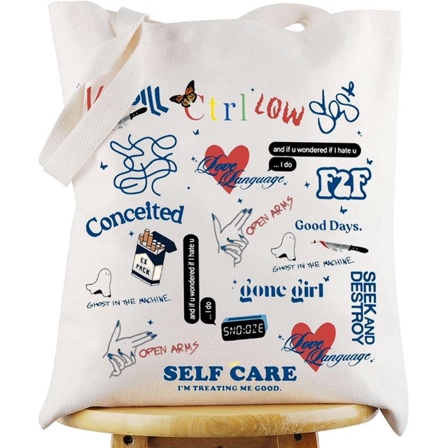 WZMPA Singer Album Tote Bag Singer Concert Gift Singer Lyric Fans Reusable Grocery Bags Singer Merchandise