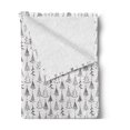 thumbnail image 2 of Tree Soft Flannel Fleece Blanket, Doodle Pattern Ornamental Sketch Style Drawing Christmas Tree Stars Illustration, Cozy Plush for Indoor and Outdoor Use, 50" x 60", Black Grey Red, by Ambesonne, 2 of 5