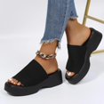 thumbnail image 6 of BERANMEY Knit Platform Slippers Women's Platform Wedge Sandals Comfort Square Open Toe Mules Classic Slip On Slippers Casual Slides for Women Single Band Flatform Slide, 6 of 7