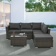 thumbnail image 2 of ACE-PATIO,4 PCS,Outdoor Patio Furniture,PE Wicker Rattan Style 5-seater Chat Set with Tempered Glass Coffee Table & Cushions, for Patio,Backyard,Porch,Garden,Poolside(Gray), 2 of 9