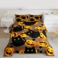 thumbnail image 2 of Feelyou Kawaii Black Cat Full Size Comforter Sets for Teen, Funny Cartoon Pumpkin Bedding Comforter Set, Happy Halloween Reversible Bedding Sets, Lightweight Room Decor, 3 Pieces, 2 of 8