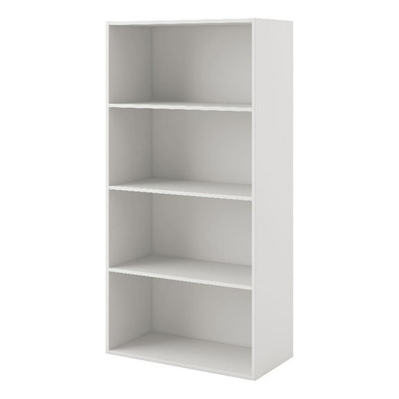 Pemberly Row Modern Stackable Wood 4-Shelf Bookcase in White
