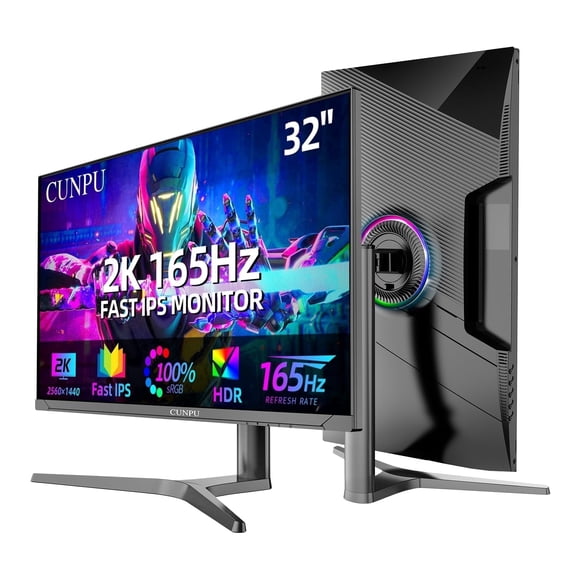 32 inch 1440p 165Hz,WQHD 2560 x 1440 PC Computer Monitor 1ms, Adaptive Sync, HDR10, DCI-P3 90%, DisplayPort, HDMI,Black