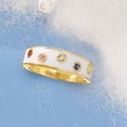 thumbnail image 4 of Ross-Simons 0.20 ct. t.w. Multicolored Sapphire and White Enamel Ring in 18kt Gold Over Sterling, Women's, Adult, 4 of 6