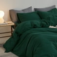 thumbnail image 7 of MooMee Duvet Cover Set Full 100% Washed Cotton Twill Ultra-Soft Breathable Linen Like 3-Piece (Forest Green, 80"x90"), 7 of 7