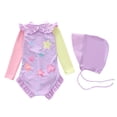 thumbnail image 4 of 2-4 T Kids Bathing Suits Girls Girls Long Sleeve Sun Protective Swimsuit with Ruffle Design Full Coverage Rash Guard for Toddlers and Kids, 4 of 4