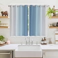 thumbnail image 2 of Blue Grey Ombre Kitchen Curtains Window Panels, Farmhouse Gradient Minimalist Insulated Window Treatment Curtain, Grommet Curtains for Bedroom/Living Room/Bathroom, 2 Piece 52"Wx63"L, 2 of 8