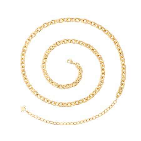 Aobei Pearl 18k Gold Plated Chain Belts for Women, Sexy Beach Bikini Body Chain, Chunky Waist Jewelry for Women