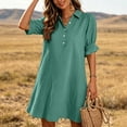 thumbnail image 2 of Kukoosong Women's Collared Button Down Shirt Dress, Casual Loose A Line Mini Tunic Dress, Relaxed Fit 3/4 Sleeve Dress for Summer Beach Wear, 2 of 7