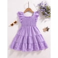 thumbnail image 3 of 2T Baby Girls Dress 3T Girls Sleeveless Dress Toddler Girls Summer Dress Ruffle Solid Color Dress Purple, 3 of 9