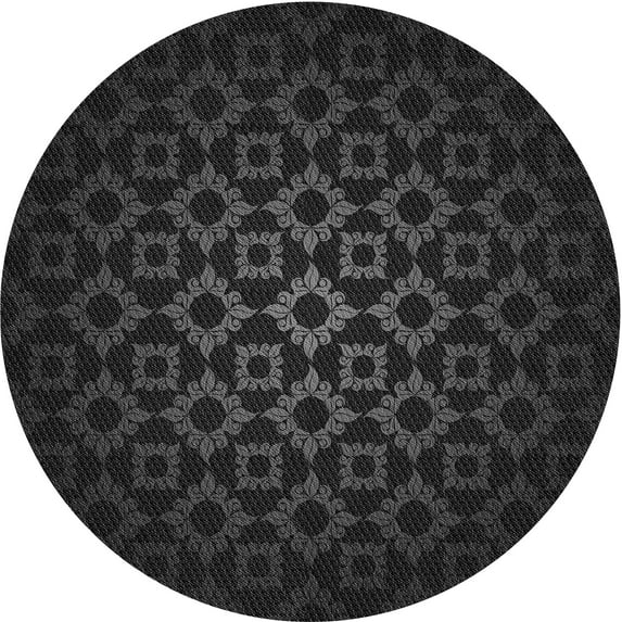 Ahgly Company Machine Washable Indoor Round Transitional Midnight Gray Area Rugs, 3' Round