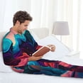 thumbnail image 6 of Naloa Colorful Surreal Landscape Men’s Pajamas Set - Long Sleeve Button Down Sleep Shirt and Pajama Bottoms Sleepwear Set-Small, 6 of 7