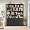 thumbnail image 3 of Hiphuta 73" Tall 6-Tier Bookcase with Cabinet, 26" Wide Minimalist Single Row Book shelf with 2 Doors and 4 Open Shelves, for Office Living Room, Black, 3 of 8