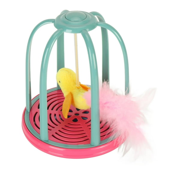 Bird Cage Cat Toy, Interactive Cat Bird Cage Squeaky Toy Electronic Colorful Bird Cat Toy For Kitten Cats Pets