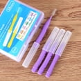 thumbnail image 4 of Interdental Brushes Between Teeth Cleaners Dental Cleaning Tool Portable Floss Pick 10pcs（Purple）, 4 of 5