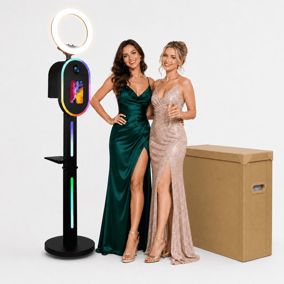 RDYMONKEY Photo Booth for iPad 10.2"-12.9" & Camera Dual-Use Photo Booth Machine with RGB Ring Light, Music Sync, APP Control for Weedding Party Rental