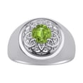 thumbnail image 1 of RYLOS Men's Rings Sterling Silver Designer Gypsy 7MM Round Gemstone & Diamond Ring Peridot August Birthstone Rings Size 13, 1 of 6