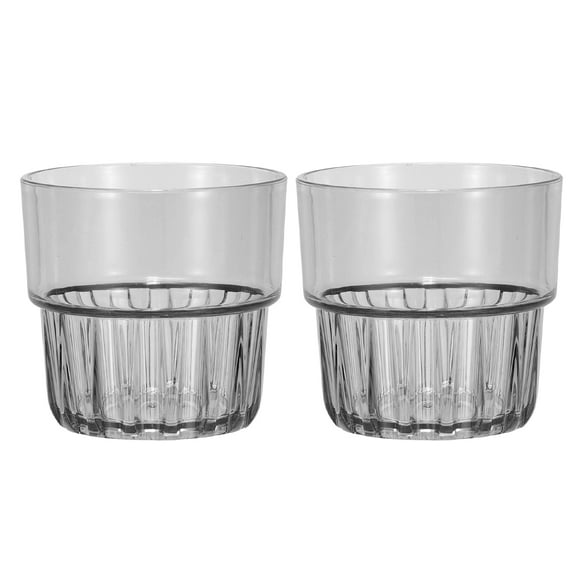 Uxcell Clear Plastic Reusable Drinking Glasses, 10oz Drinking Glasses Set Plastic Water Cup Unbreakable Stackable for Beer Cocktail Water Juice Whiskey(Gray, 2Pcs)