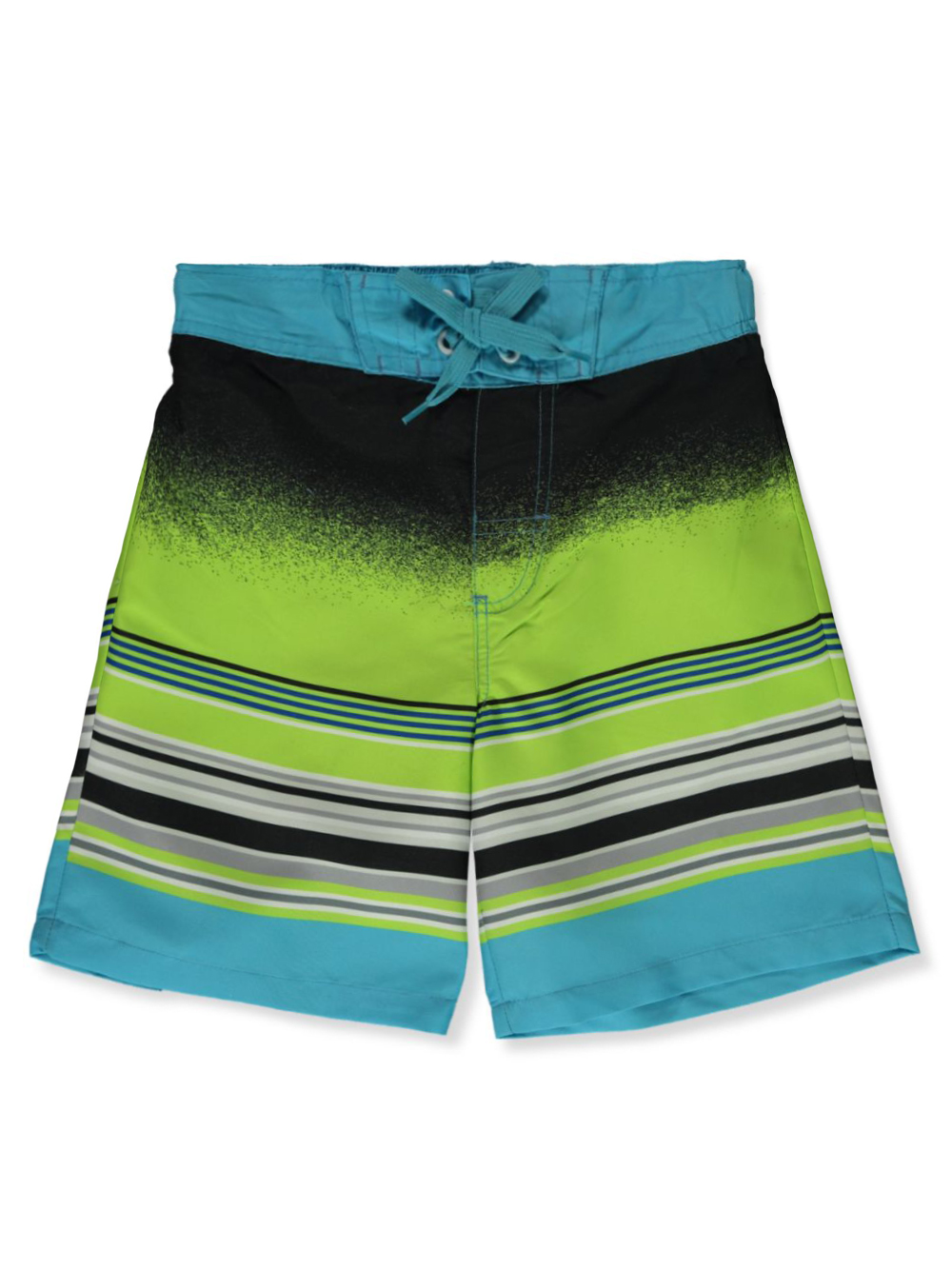 Hawk Boys' Stripes Swim Trunks aqua/multi, 10 12 (Big Boys