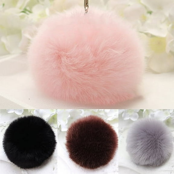 Fairnull Soft Faux Rabbit Fur PomPom Keychain Handbag Cell Phone Pendant Charms Key Ring