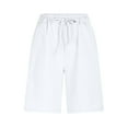 thumbnail image 5 of POROPL Womens Shorts Linen Summer Elastic Waist Casual Shorts with Pockets Button Short, 5 of 8