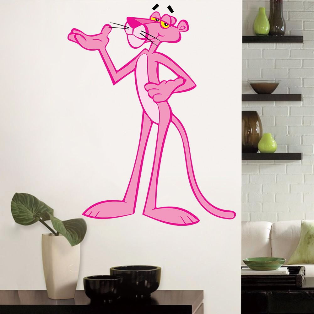 Pink Panther Cartoon Show Smiling Face Customized Wall Decal - Custom Vinyl  Wall Art - Personalized Name - Baby Girls Boys Kids Bedroom Wall Decal Room  Decor Wall Stickers Decoration Size (20x20