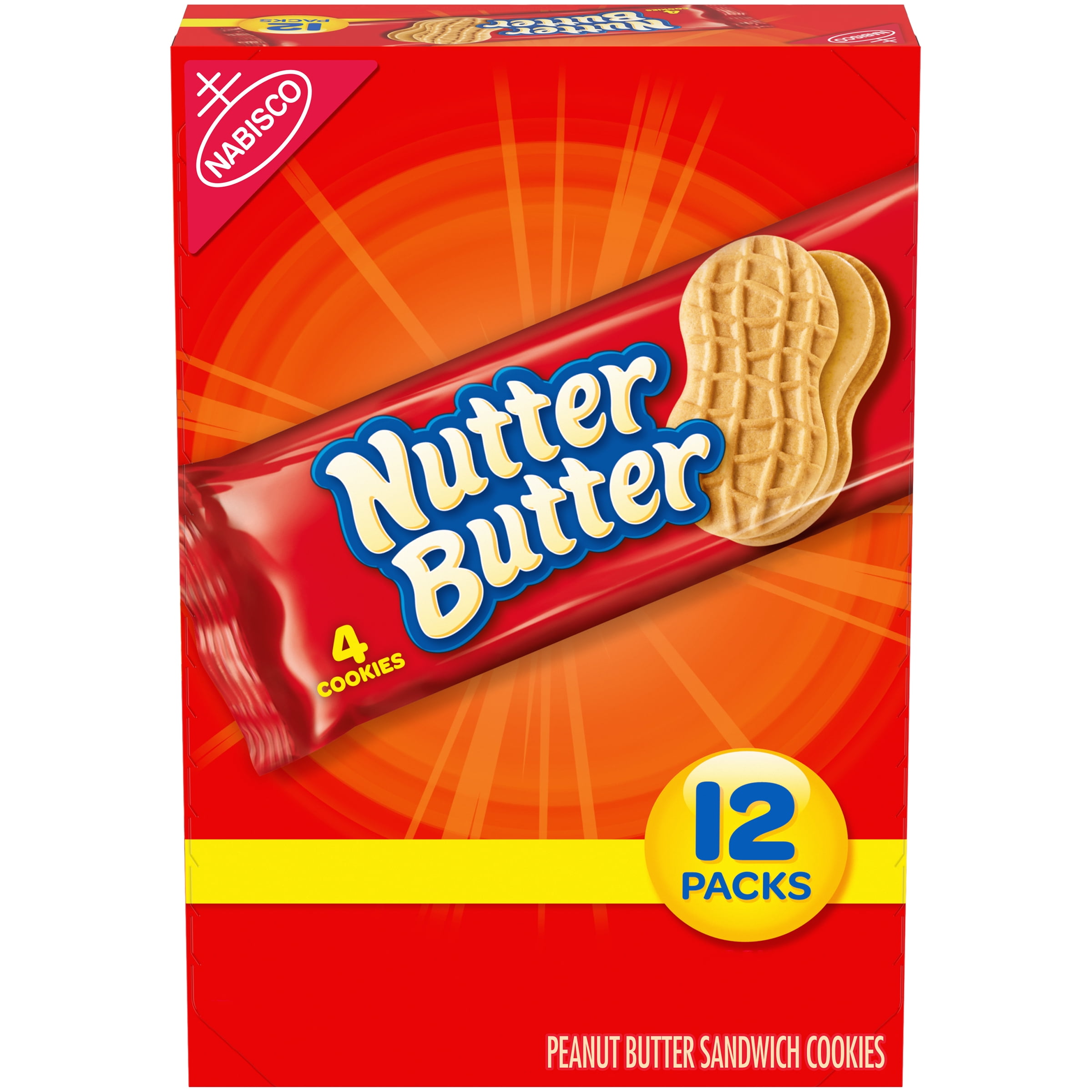 Nutter Butter Peanut Butter Sandwich Cookies, 12 Packs (4 Cookies Per