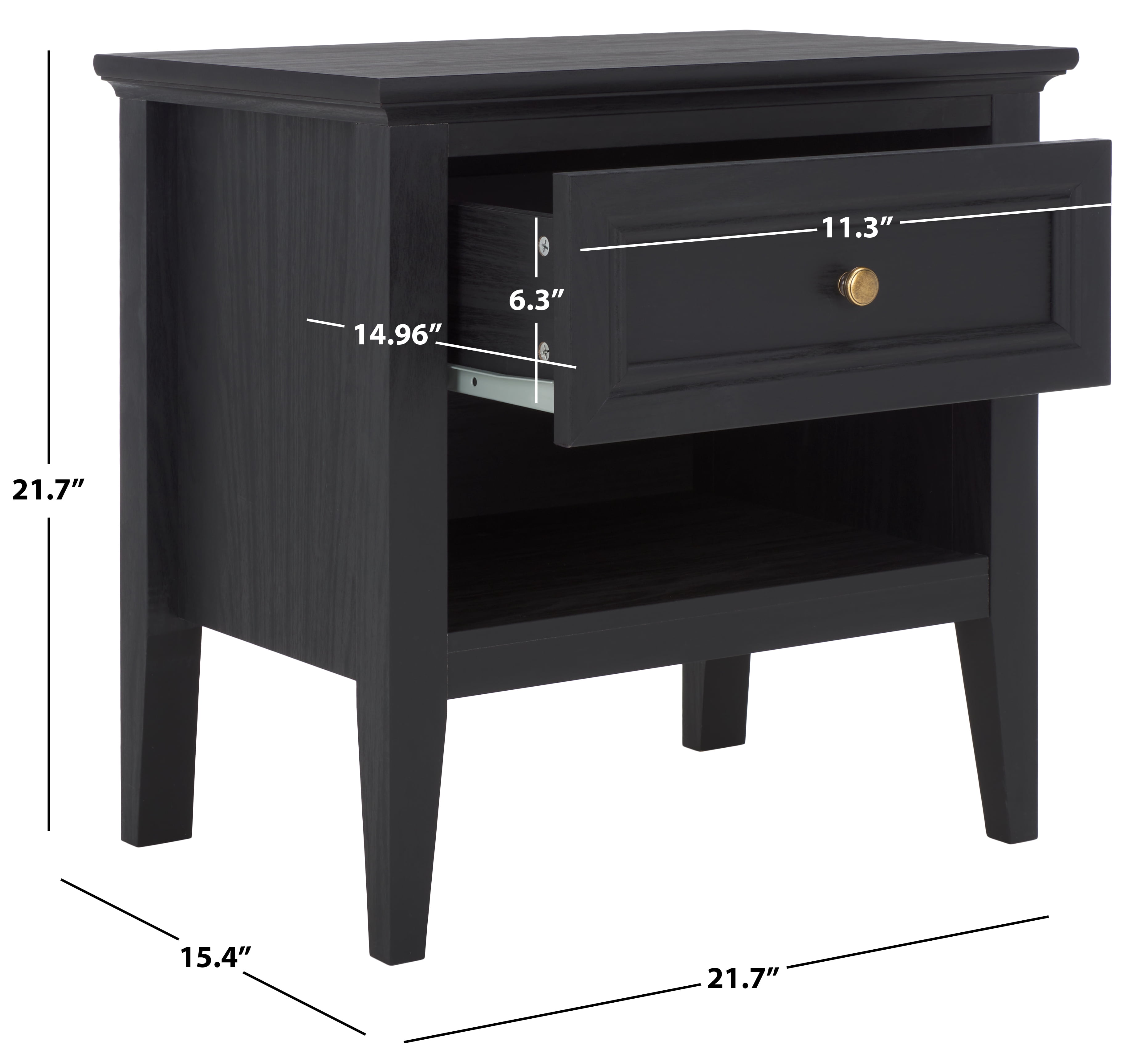 SAFAVIEH Sondra Traditional 2 Drawer Nightstand,Black/Gold