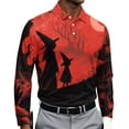 thumbnail image 3 of FOPSUFGWFO T-shirts For Men Halloween Funny Shirt Long Sleeve Lightweight Daily Wear Fall Winter Tops With Pumpkin Bat Print Wine 2XL, 3 of 4