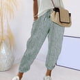 thumbnail image 3 of Xioeram Women Casual Pants Elastic Waist Drawstring Harem Pants with Pockets Vertical Striped Print Beach Office Shopping Daily Long Trousers, 3 of 8