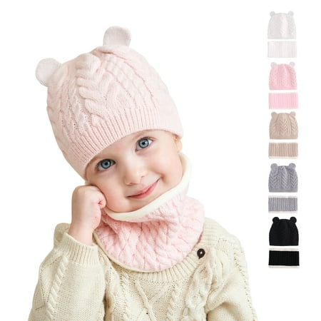 

GuliriFei Toddler Baby Girls Boys Winter Warm Hat Knit Beanie Cap Hats and Scarf Set