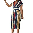 thumbnail image 2 of Jusqu'à 65 % de Rabais! Robes d'Été Mode pour Femmes 2024 Grande Taille Décontractées Amincissantes Imprimées à Col en V à Manches Courtes Moulantes Longues Robes, 2 of 6