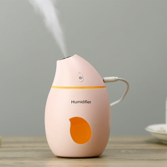 160ML Portable Mango Shape USB Powered Ultrasonic Air Humidifier cool Mist Maker with LED Light for Home and Office_Pink Color